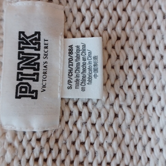 Pink Victorias Secret sweater. Size small. Oatmeal colored v neck cableknit type - Picture 8 of 12